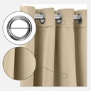 Essential Blackout Collection - Woven Blackout Eyelet Curtains in Beige - Image 2