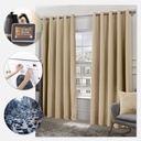 Essential Blackout Collection - Woven Blackout Eyelet Curtains in Beige - Image 4