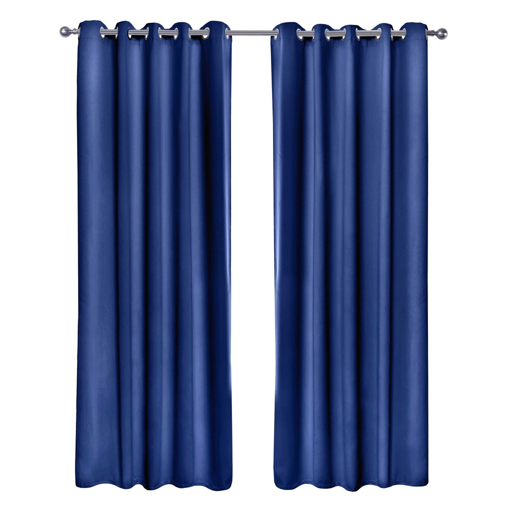 Essential Blackout Collection - Woven Thermal Blackout Eyelet Curtains in Navy - Image 2