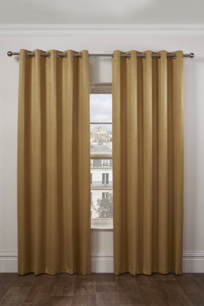 Metro Collection - Thermal Blackout Eyelet Curtains in Ochre - Image 3