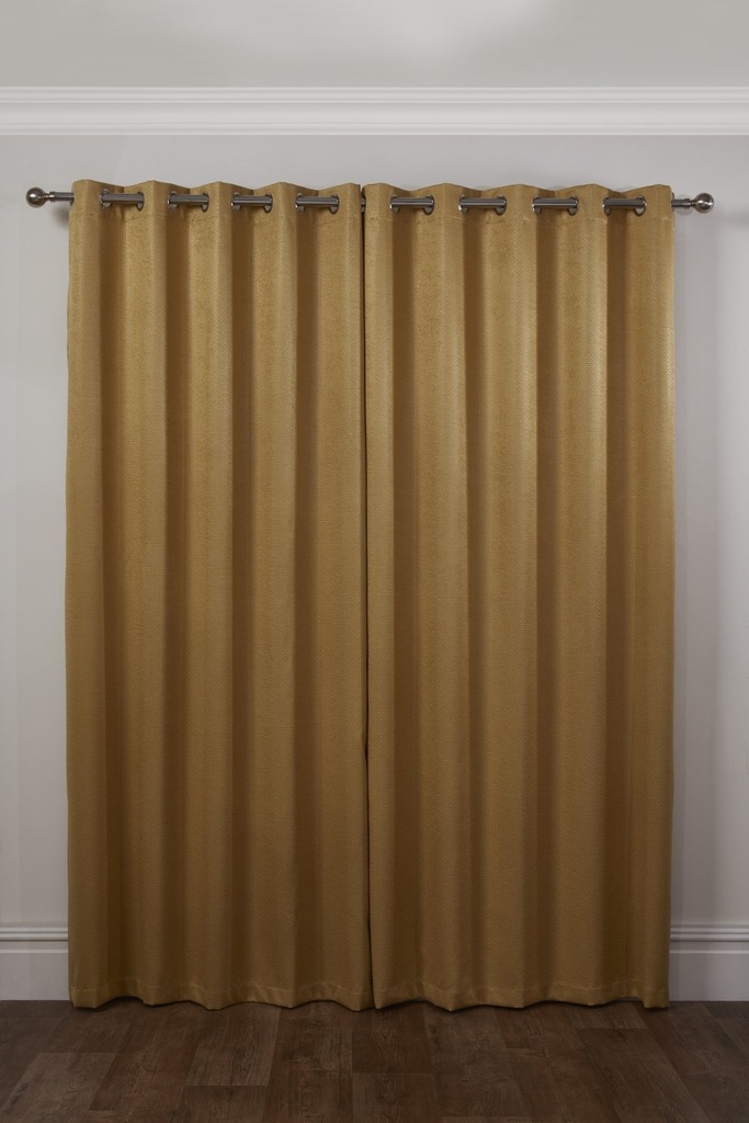 Metro Collection - Thermal Blackout Eyelet Curtains in Ochre - Image 4