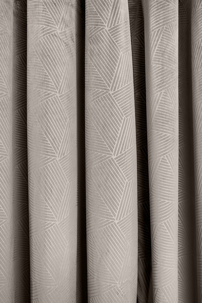 Deco- Embossed Velvet Woven Thermal Door Curtain in Stone - Image 3