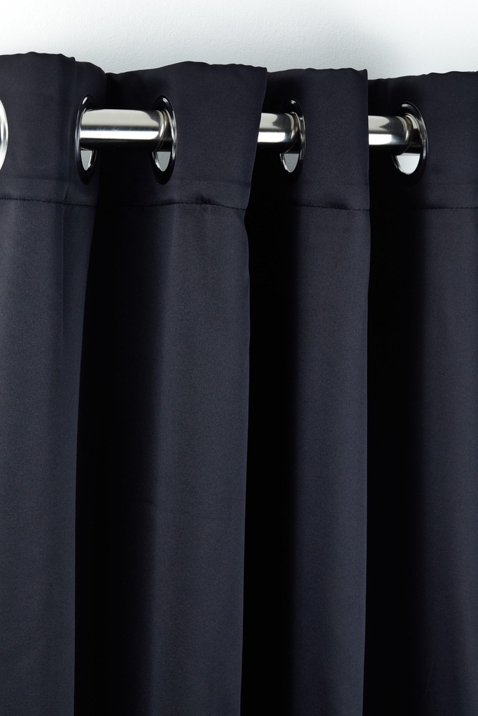 Essential Blackout Collection - Woven Thermal Blackout Eyelet Door Curtain in Black - Image 2