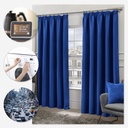 Essential Blackout Collection - Woven Blackout Pencil Pleat Curtains in Blue - Image 2