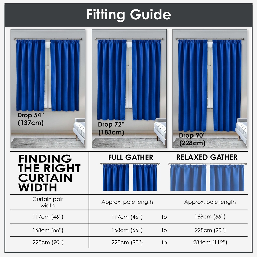 Essential Blackout Collection - Woven Blackout Pencil Pleat Curtains in Blue - Image 5