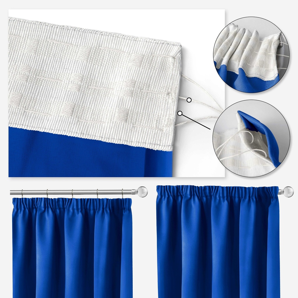 Essential Blackout Collection - Woven Blackout Pencil Pleat Curtains in Blue - Image 6