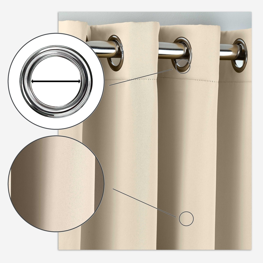 Essential Blackout Collection - Woven Thermal Blackout Eyelet Curtains in Natural - Image 4