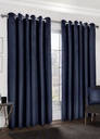Deco Collection - Embossed Velvet Woven Thermal Blackout Eyelet Curtains in Navy - Image 2