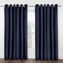 Deco Collection - Embossed Velvet Woven Thermal Blackout Eyelet Curtains in Navy - Image 5