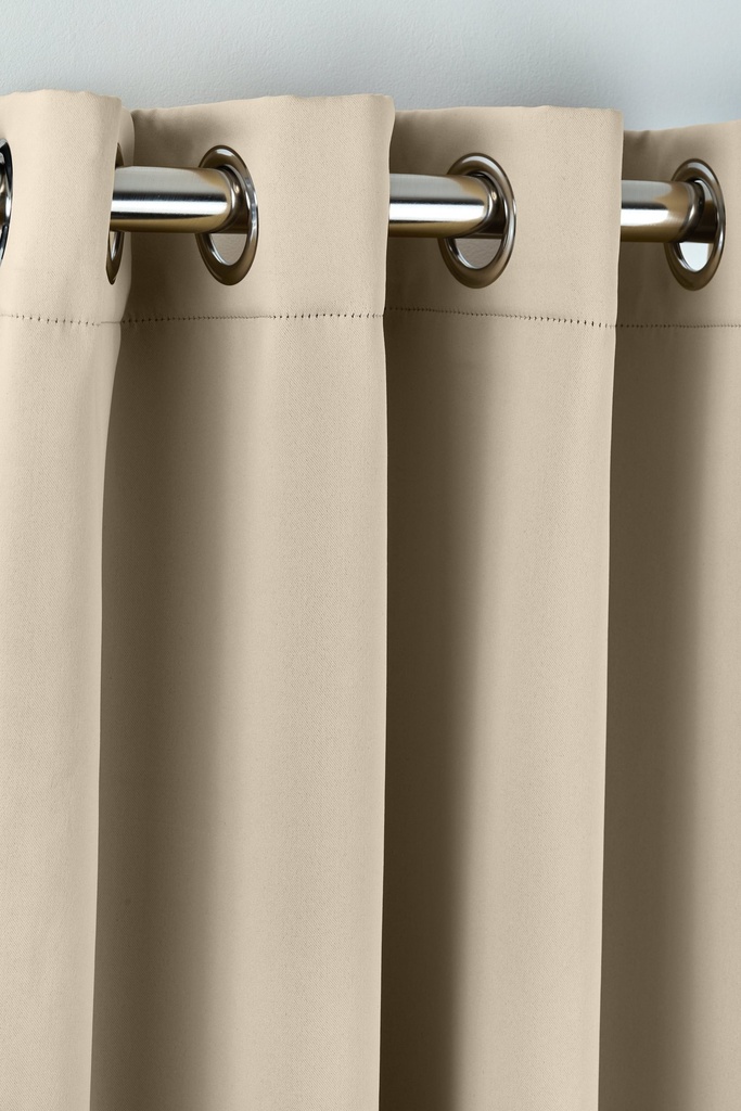 Essential Blackout Collection - Woven Thermal Blackout Eyelet Door Curtain in Natural - Image 2