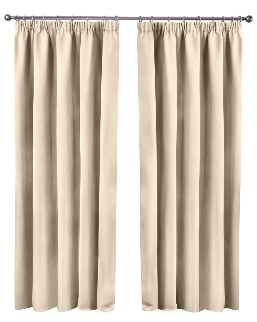Essential Blackout Collection - Woven Thermal Blackout Pencil Pleat Curtains in Natural - Image 2