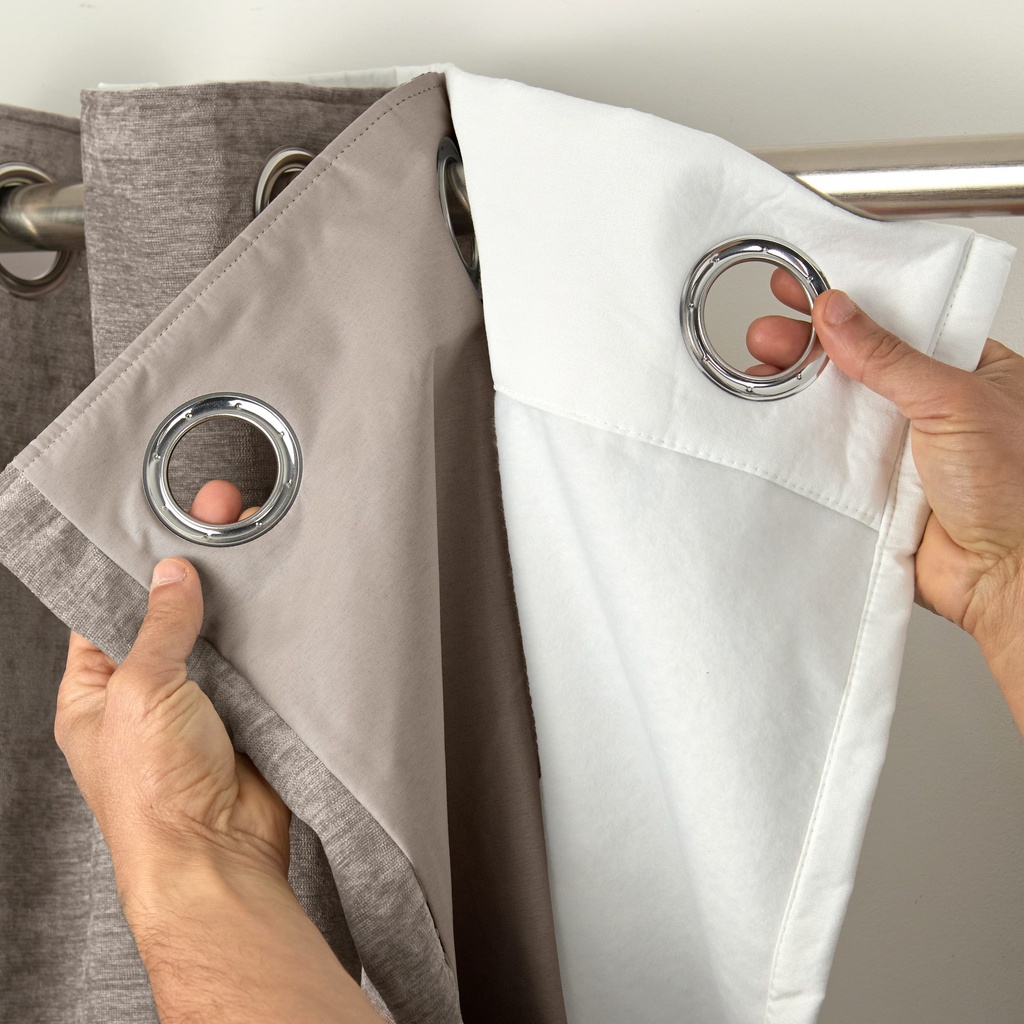 Thermal Fleece Backed Eyelet Curtain Linings in White - Image 2