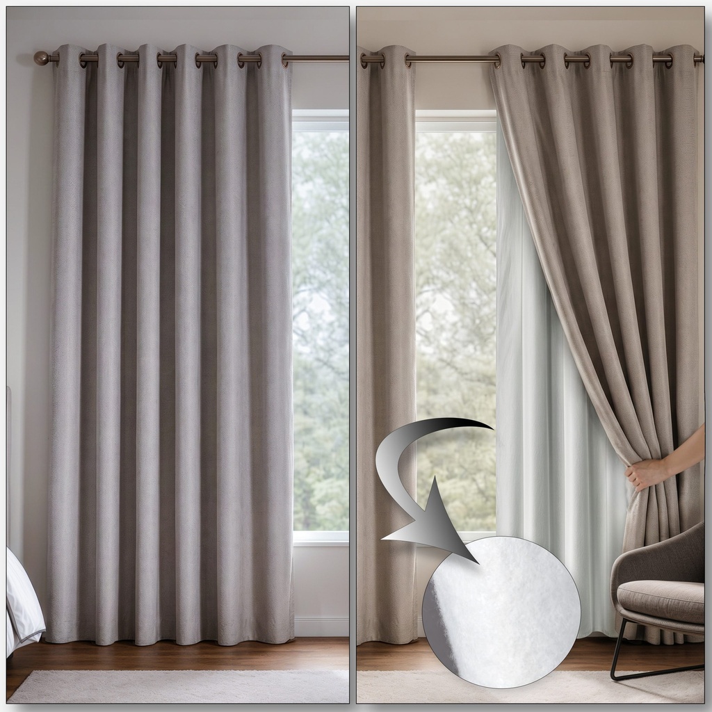 Thermal Fleece Backed Eyelet Curtain Linings in White - Image 4