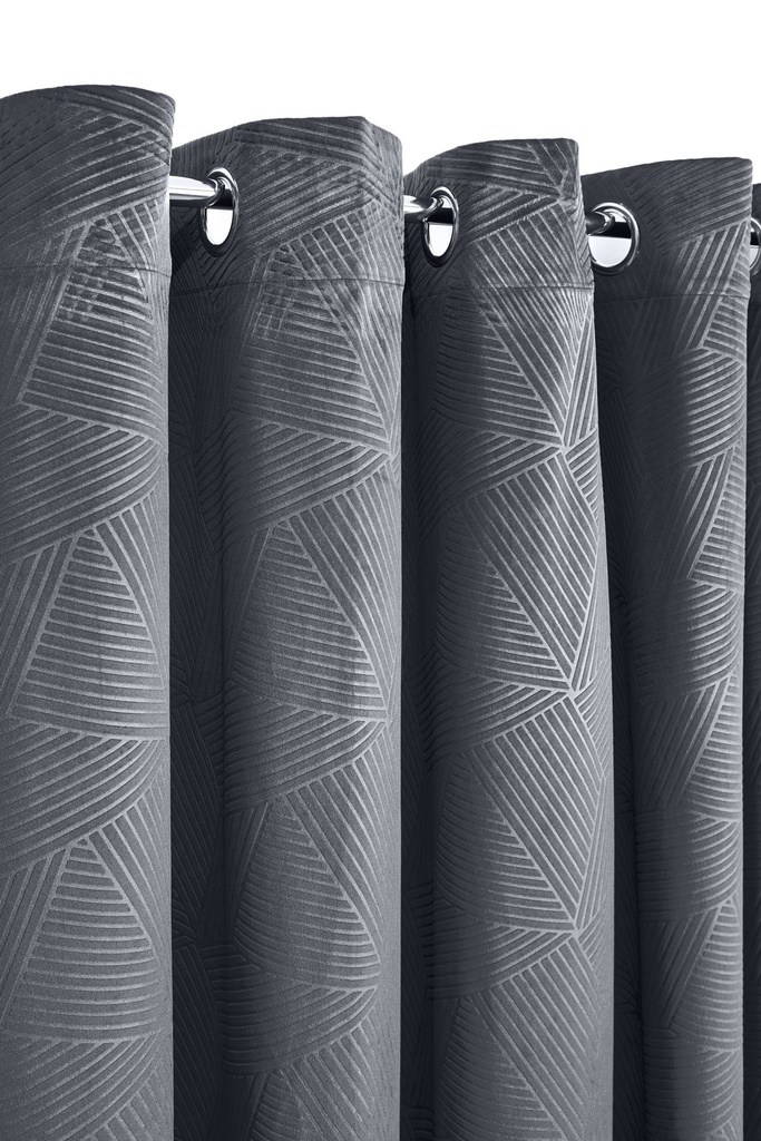 Deco- Embossed Velvet Woven Thermal Door Curtain in Charcoal - Image 2