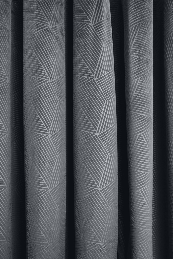 Deco- Embossed Velvet Woven Thermal Door Curtain in Charcoal - Image 3
