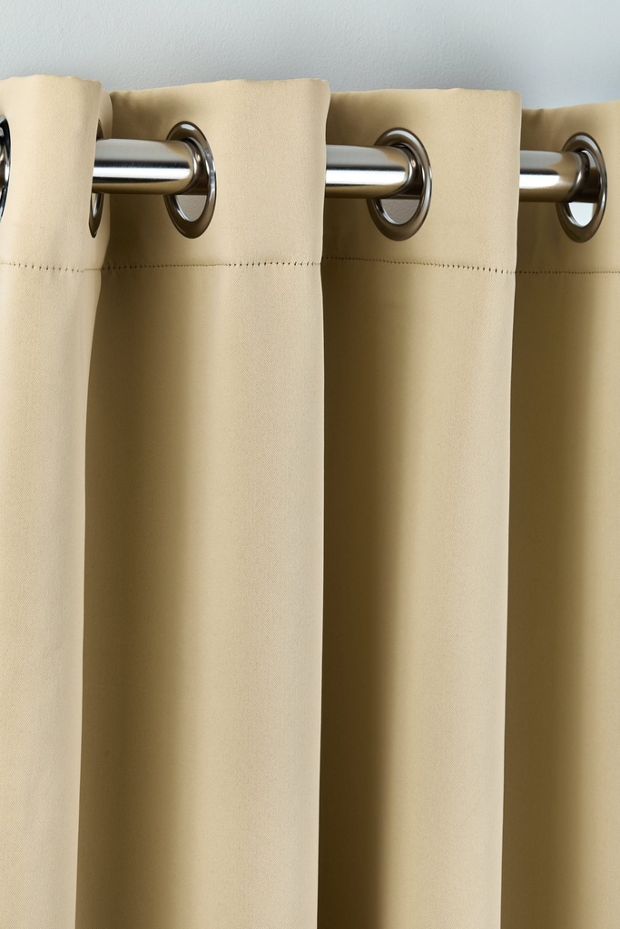 Essential Blackout Collection - Woven Thermal Blackout Eyelet Door Curtain in Beige - Image 2
