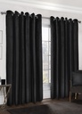 Deco Collection - Embossed Velvet Woven Thermal Blackout Eyelet Curtains in Black - Image 2