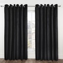 Deco Collection - Embossed Velvet Woven Thermal Blackout Eyelet Curtains in Black - Image 5