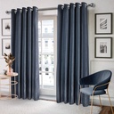 Wave Collection - Woven Jacquard Lined Eyelet Curtains in Navy - Image 2
