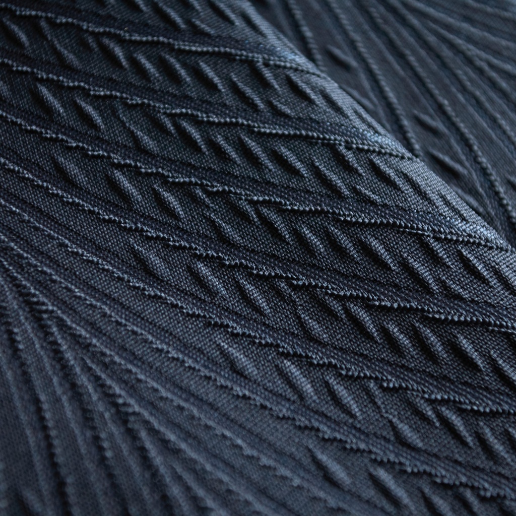 Wave Collection - Woven Jacquard Lined Eyelet Curtains in Navy - Image 6