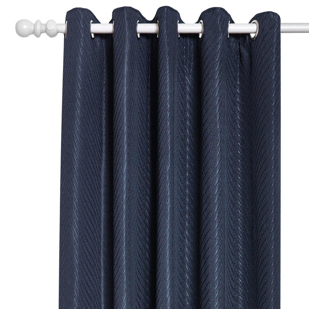 Wave Collection - Woven Jacquard Lined Eyelet Curtains in Navy - Image 7