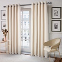 Wave Collection - Woven Jacquard Lined Eyelet Curtains in Cream - Image 2