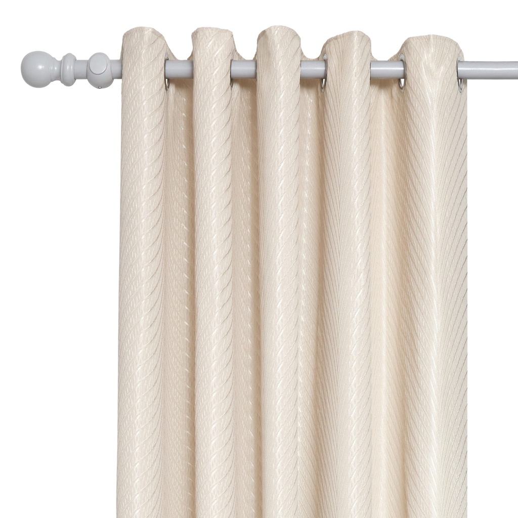 Wave Collection - Woven Jacquard Lined Eyelet Curtains in Cream - Image 7
