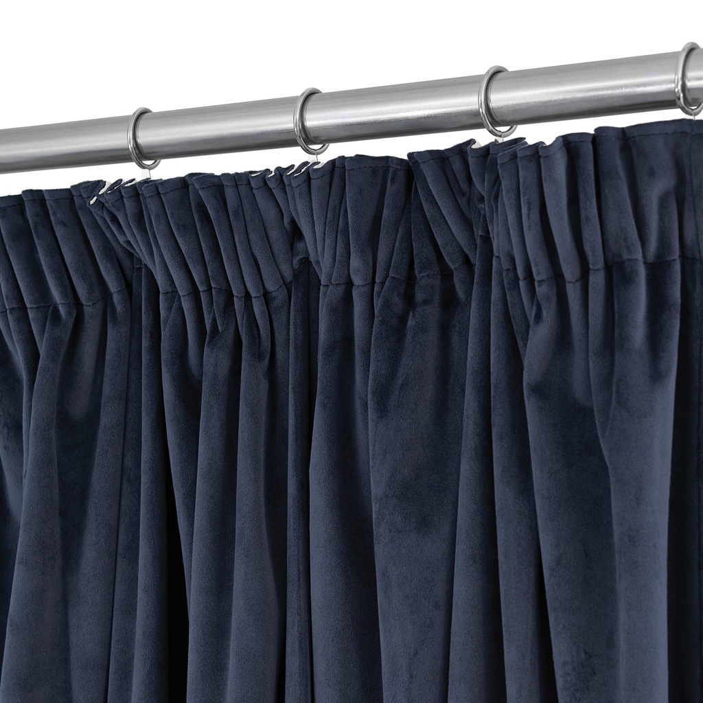 Verbena Collection - Velvet Blackout Pencil Pleat Curtains in Dark Navy - Image 2