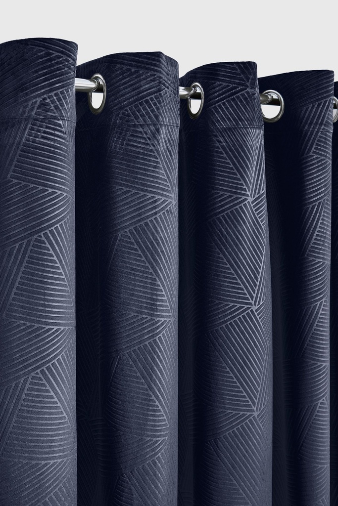 Deco- Embossed Velvet Woven Thermal Door Curtain in Navy - Image 2