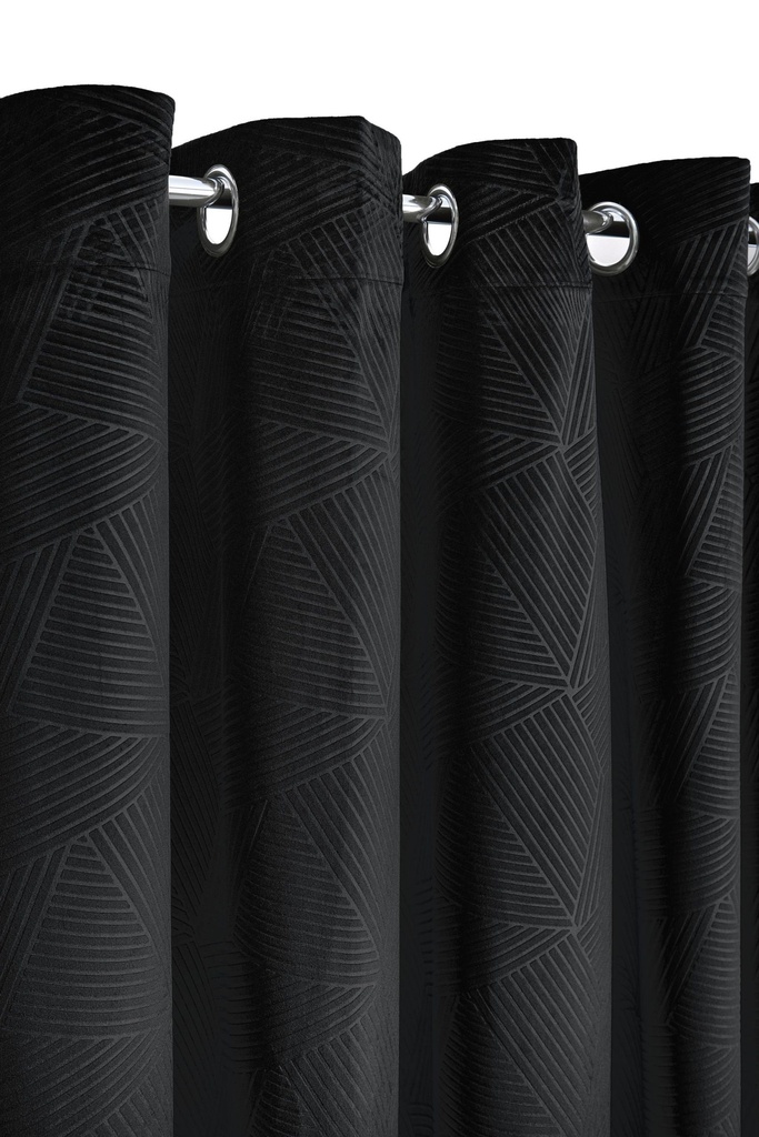 Deco- Embossed Velvet Woven Thermal Door Curtain in Black - Image 2