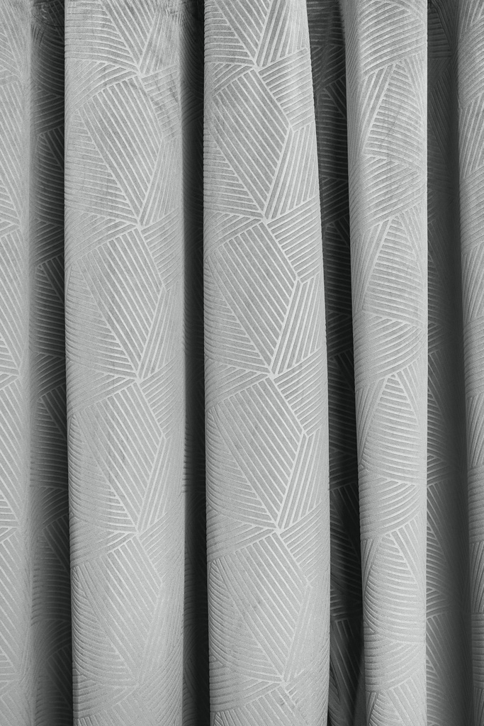 Deco- Embossed Velvet Woven Thermal Door Curtain in Silver - Image 3