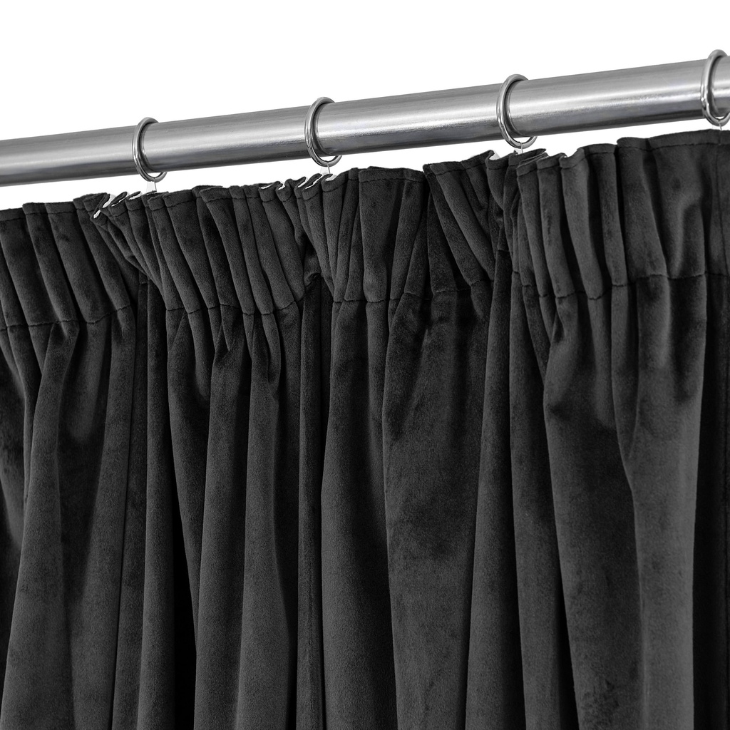 Verbena Collection - Velvet Blackout Pencil Pleat Curtains in Black - Image 2