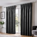 Verbena Collection - Velvet Blackout Pencil Pleat Curtains in Black - Image 5