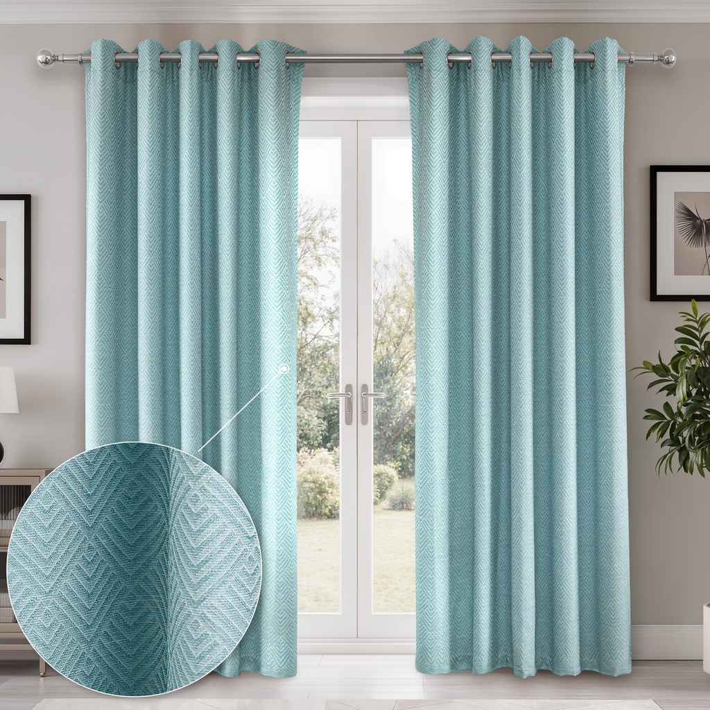 Amaranth Collection - Ultra Blackout Eyelet Curtains in Duck Egg - Image 2