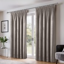 Verbena Collection - Velvet Blackout Pencil Pleat Curtains in Stone - Image 5