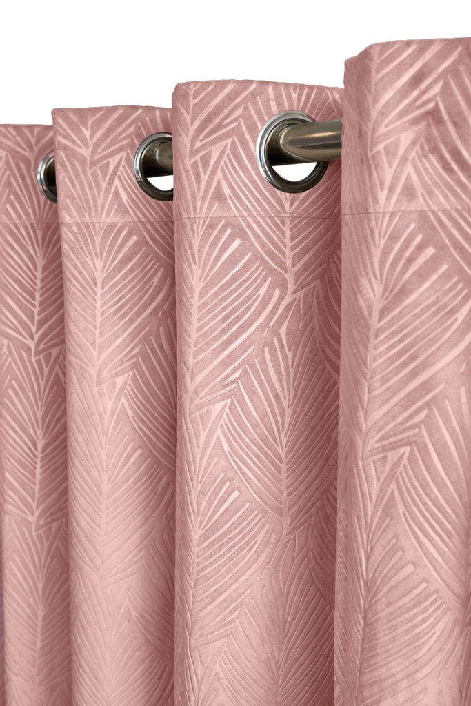 Silva Collection - Embossed Velvet Woven Thermal Blackout Eyelet Curtains in Blush Pink - Image 2