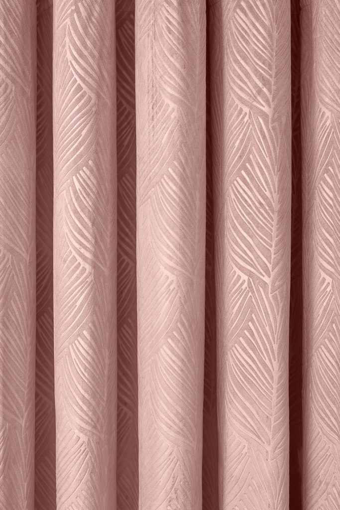 Silva Collection - Embossed Velvet Woven Thermal Blackout Eyelet Curtains in Blush Pink - Image 3