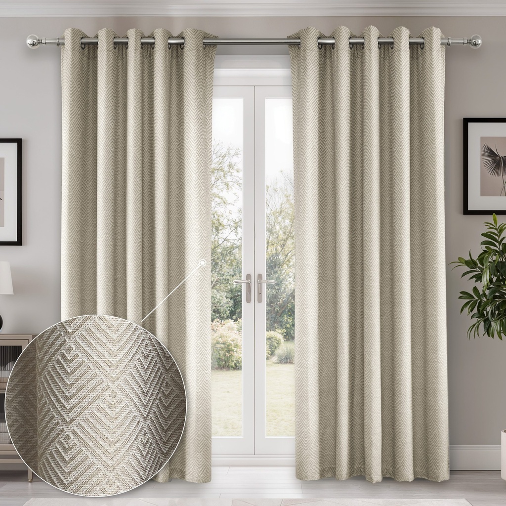 Amaranth Collection - Ultra Blackout Eyelet Curtains in Stone - Image 2