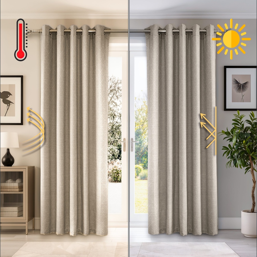 Amaranth Collection - Ultra Blackout Eyelet Curtains in Stone - Image 7