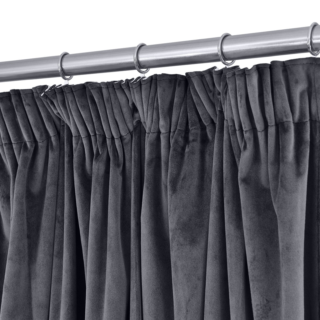 Verbena Collection - Velvet Blackout Pencil Pleat Curtains in Charcoal - Image 2