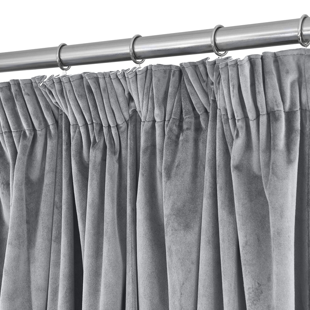 Verbena Collection - Velvet Blackout Pencil Pleat Curtains in Silver - Image 2