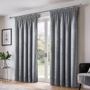 Verbena Collection - Velvet Blackout Pencil Pleat Curtains in Silver - Image 5
