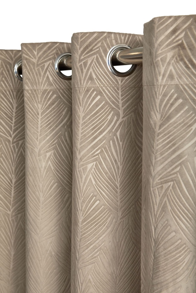 Silva Collection - Embossed Velvet Woven Thermal Blackout Eyelet Curtains in Stone - Image 2