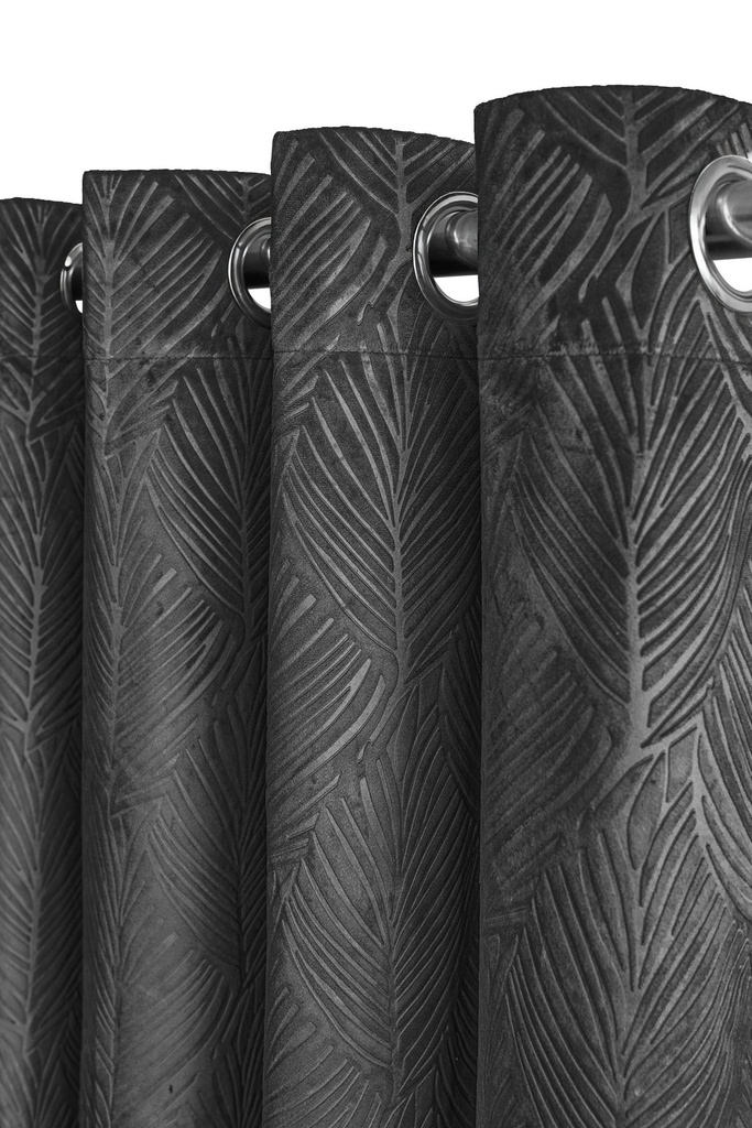 Silva Collection - Embossed Velvet Woven Thermal Blackout Eyelet Curtains in Charcoal - Image 2