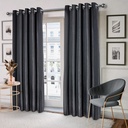 Wave Collection - Woven Jacquard Lined Eyelet Curtains in Black - Image 2