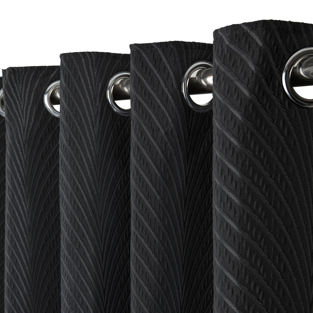 Wave Collection - Woven Jacquard Lined Eyelet Curtains in Black - Image 3