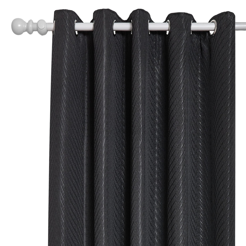 Wave Collection - Woven Jacquard Lined Eyelet Curtains in Black - Image 7