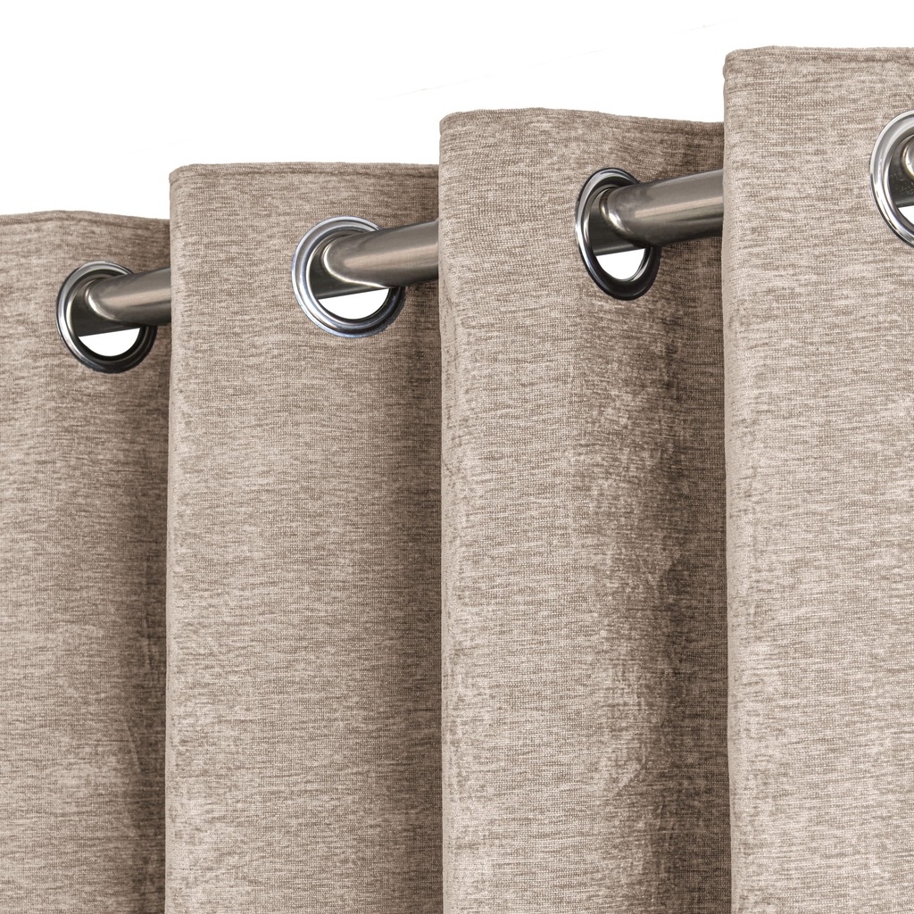Foxglove Collection - Ultra Blackout & Thermal Chenille Eyelet Curtains in Natural - Image 2