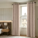 Foxglove Collection - Ultra Blackout & Thermal Chenille Eyelet Curtains in Natural - Image 3