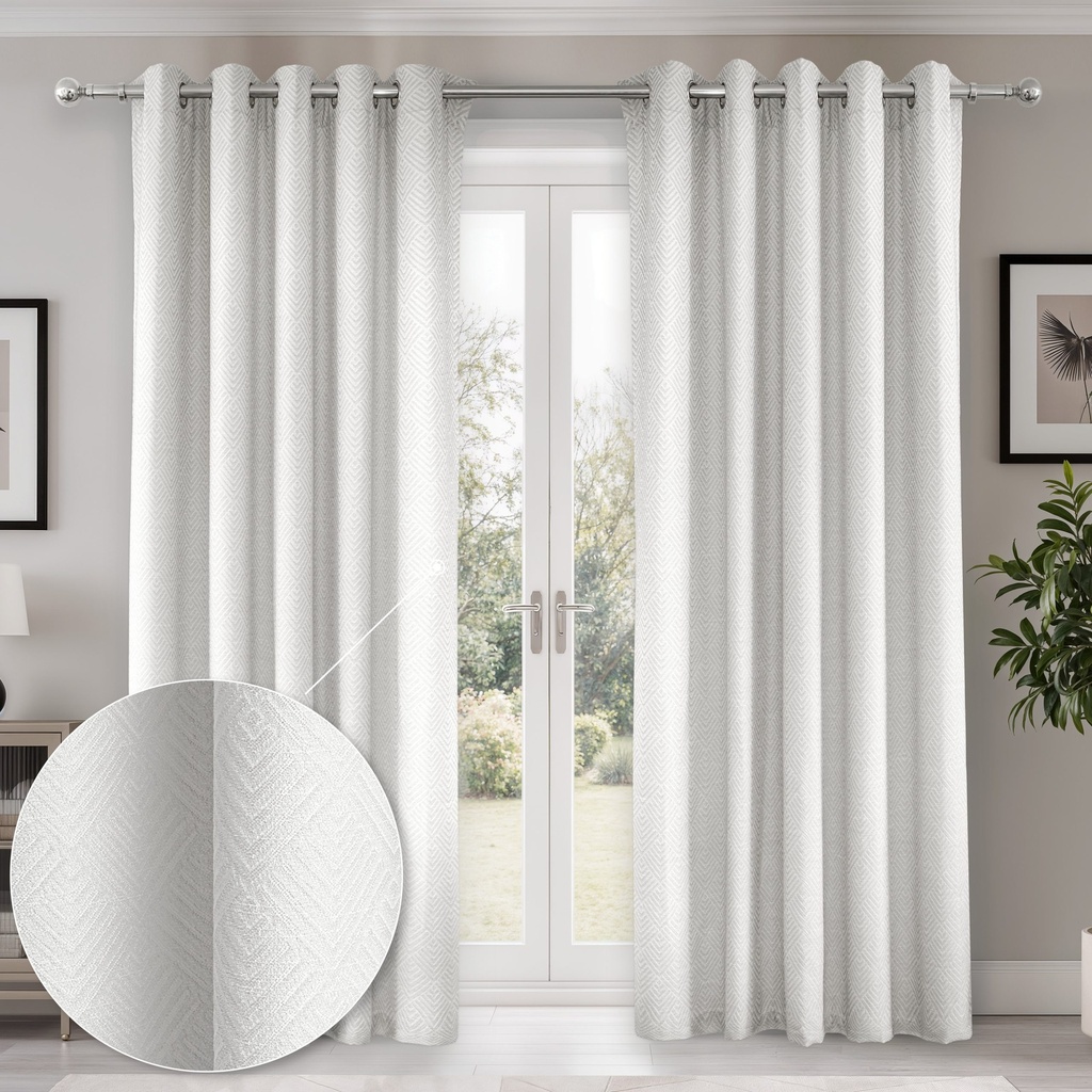 Amaranth Collection - Ultra Blackout Eyelet Curtains in White - Image 2